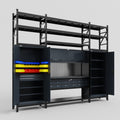 M121 Modular Work Bench with Shelves - H3100mm x W3840mm | Laminate WBT | Dark Grey