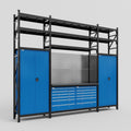 M121 Modular Work Bench with Shelves - H3100mm x W3840mm | Laminate WBT | Blue