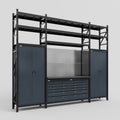 M121 Modular Work Bench with Shelves - H3100mm x W3840mm | Laminate WBT | Dark Grey