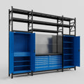 M121 Modular Work Bench with Shelves - H3100mm x W3840mm | Laminate WBT | Blue