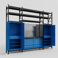 M121 Modular Work Bench with Shelves - H3100mm x W3840mm | Laminate WBT | Blue