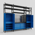 M121 Modular Work Bench with Shelves - H3100mm x W3840mm | Laminate WBT | Blue