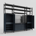 M121 Modular Work Bench with Shelves - H3100mm x W3840mm | Laminate WBT | Dark Grey