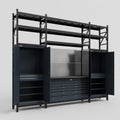 M121 Modular Work Bench with Shelves - H3100mm x W3840mm | Laminate WBT | Dark Grey