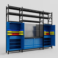 M121 Modular Work Bench with Shelves - H3100mm x W3840mm | Laminate WBT | Blue