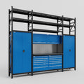 M121 Modular Work Bench with Shelves - H3100mm x W3840mm | Laminate WBT | Blue
