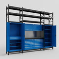 M121 Modular Work Bench with Shelves - H3100mm x W3840mm | Laminate WBT | Blue
