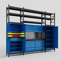 M121 Modular Work Bench with Shelves - H3100mm x W3840mm | Laminate WBT | Blue
