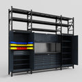M121 Modular Work Bench with Shelves - H3100mm x W3840mm | Laminate WBT | Dark Grey