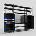 M121 Modular Work Bench with Shelves - H3100mm x W3840mm | Laminate WBT | Dark Grey