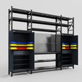 M121 Modular Work Bench with Shelves - H3100mm x W3840mm | Laminate WBT | Dark Grey