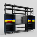 M121 Modular Work Bench with Shelves - H3100mm x W3840mm | Laminate WBT | Dark Grey