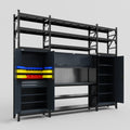 M121 Modular Work Bench with Shelves - H3100mm x W3840mm | Laminate WBT | Dark Grey