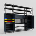 M121 Modular Work Bench with Shelves - H3100mm x W3840mm | Laminate WBT | Dark Grey