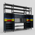 M121 Modular Work Bench with Shelves - H3100mm x W3840mm | Laminate WBT | Dark Grey