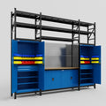 M121 Modular Work Bench with Shelves - H3100mm x W3840mm | MDF WBT | Blue