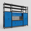 M121 Modular Work Bench with Shelves - H3100mm x W3840mm | MDF WBT | Blue