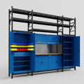 M121 Modular Work Bench with Shelves - H3100mm x W3840mm | MDF WBT | Blue