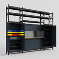 M121 Modular Work Bench with Shelves - H3100mm x W3840mm | MDF WBT | Dark Grey
