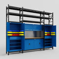 M121 Modular Work Bench with Shelves - H3100mm x W3840mm | MDF WBT | Blue