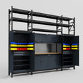 M121 Modular Work Bench with Shelves - H3100mm x W3840mm | MDF WBT | Dark Grey