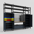 M121 Modular Work Bench with Shelves - H3100mm x W3840mm | MDF WBT | Dark Grey