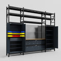 M121 Modular Work Bench with Shelves - H3100mm x W3840mm | MDF WBT | Dark Grey
