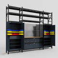 M121 Modular Work Bench with Shelves - H3100mm x W3840mm | MDF WBT | Dark Grey