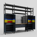 M121 Modular Work Bench with Shelves - H3100mm x W3840mm | MDF WBT | Dark Grey