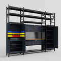 M121 Modular Work Bench with Shelves - H3100mm x W3840mm | MDF WBT | Dark Grey