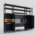 M121 Modular Work Bench with Shelves - H3100mm x W3840mm | MDF WBT | Dark Grey