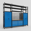 M121 Modular Work Bench with Shelves - H3100mm x W3840mm | MDF WBT | Blue