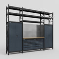 M121 Modular Work Bench with Shelves - H3100mm x W3840mm | MDF WBT | Dark Grey