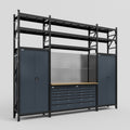 M121 Modular Work Bench with Shelves - H3100mm x W3840mm | MDF WBT | Dark Grey