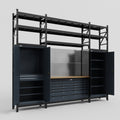 M121 Modular Work Bench with Shelves - H3100mm x W3840mm | MDF WBT | Dark Grey