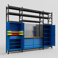 M121 Modular Work Bench with Shelves - H3100mm x W3840mm | MDF WBT | Blue