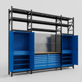 M121 Modular Work Bench with Shelves - H3100mm x W3840mm | MDF WBT | Blue