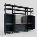 M121 Modular Work Bench with Shelves - H3100mm x W3840mm | MDF WBT | Dark Grey