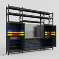 M121 Modular Work Bench with Shelves - H3100mm x W3840mm | MDF WBT | Dark Grey