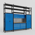 M121 Modular Work Bench with Shelves - H3100mm x W3840mm | MDF WBT | Blue