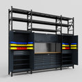 M121 Modular Work Bench with Shelves - H3100mm x W3840mm | MDF WBT | Dark Grey