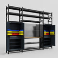 M121 Modular Work Bench with Shelves - H3100mm x W3840mm | MDF WBT | Dark Grey