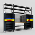 M121 Modular Work Bench with Shelves - H3100mm x W3840mm | MDF WBT | Dark Grey
