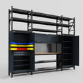 M121 Modular Work Bench with Shelves - H3100mm x W3840mm | MDF WBT | Dark Grey
