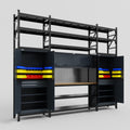 M121 Modular Work Bench with Shelves - H3100mm x W3840mm | MDF WBT | Dark Grey