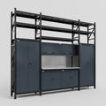 M121 Modular Work Bench with Shelves - H3100mm x W3840mm | Stainless WBT | Dark Grey