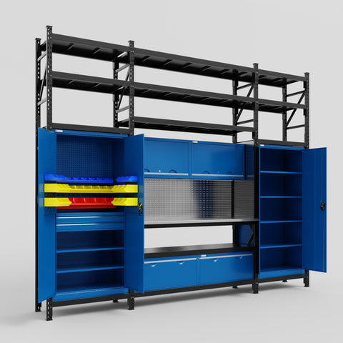 M121 Modular Work Bench with Shelves - H3100mm x W3840mm