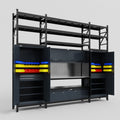 M121 Modular Work Bench with Shelves - H3100mm x W3840mm | Stainless WBT | Dark Grey