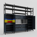 M121 Modular Work Bench with Shelves - H3100mm x W3840mm | Stainless WBT | Dark Grey