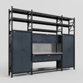 M121 Modular Work Bench with Shelves - H3100mm x W3840mm | Stainless WBT | Dark Grey